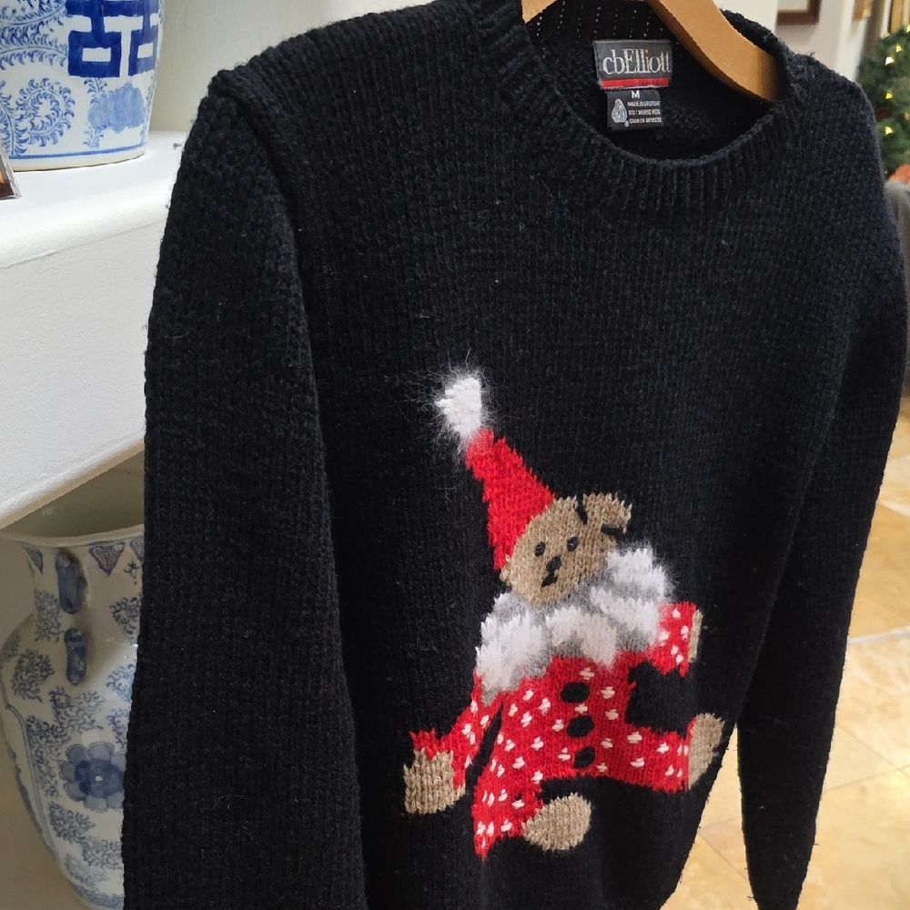 Cb ELLIOT Black Sweater with Santa Bear Design